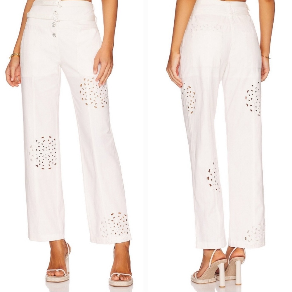 Tularosa Valentina Embroidered Pants in White